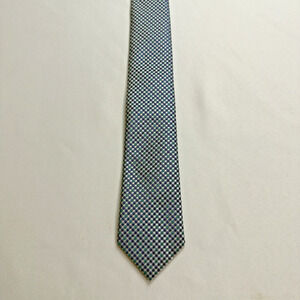 Wembley Tie Necktie Blue Green Gingham Print Polyester
